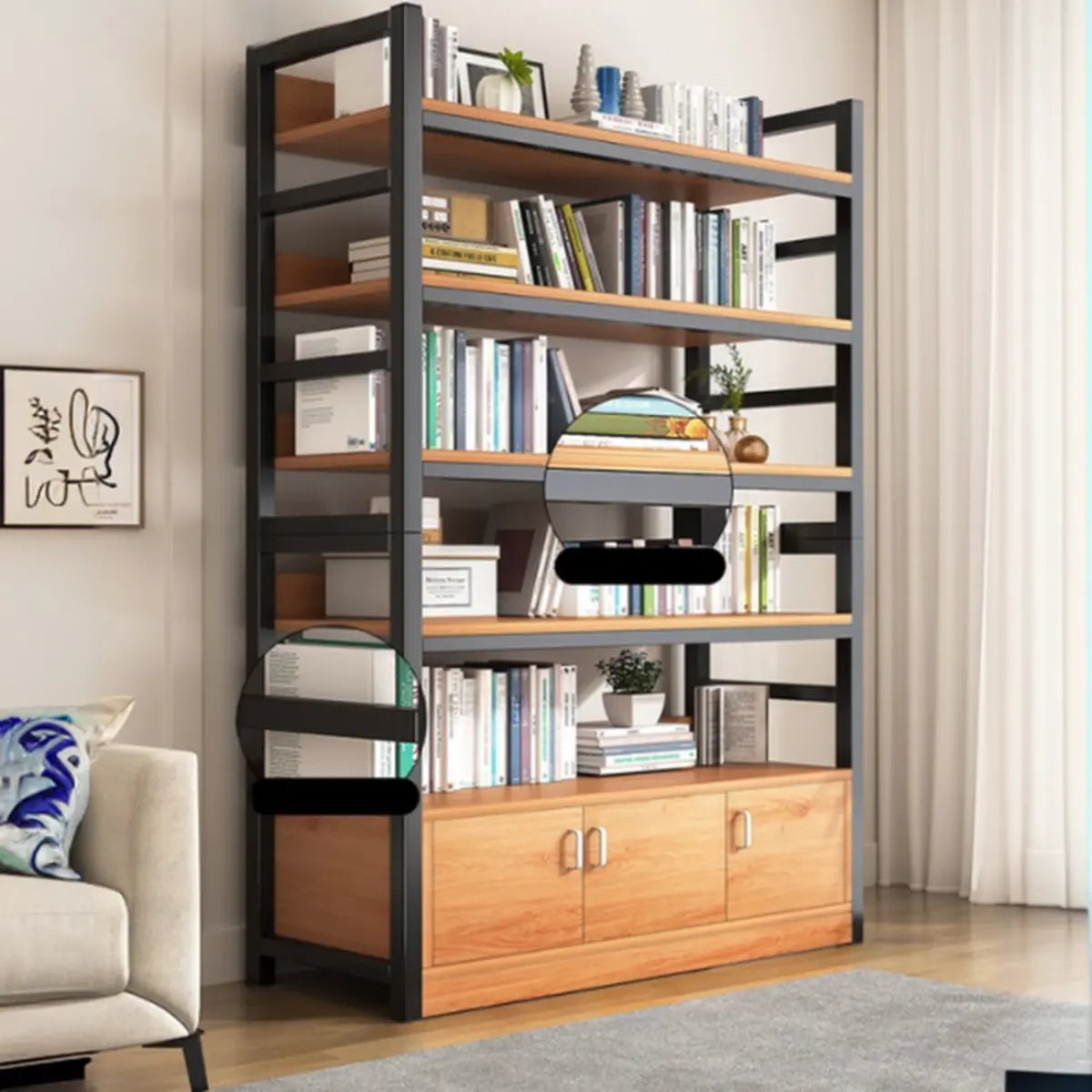 Classic Multi-Shelf Vertical Alloy Display Bookcase