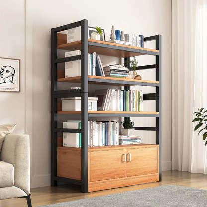 Classic Multi-Shelf Vertical Alloy Display Bookcase — Brown