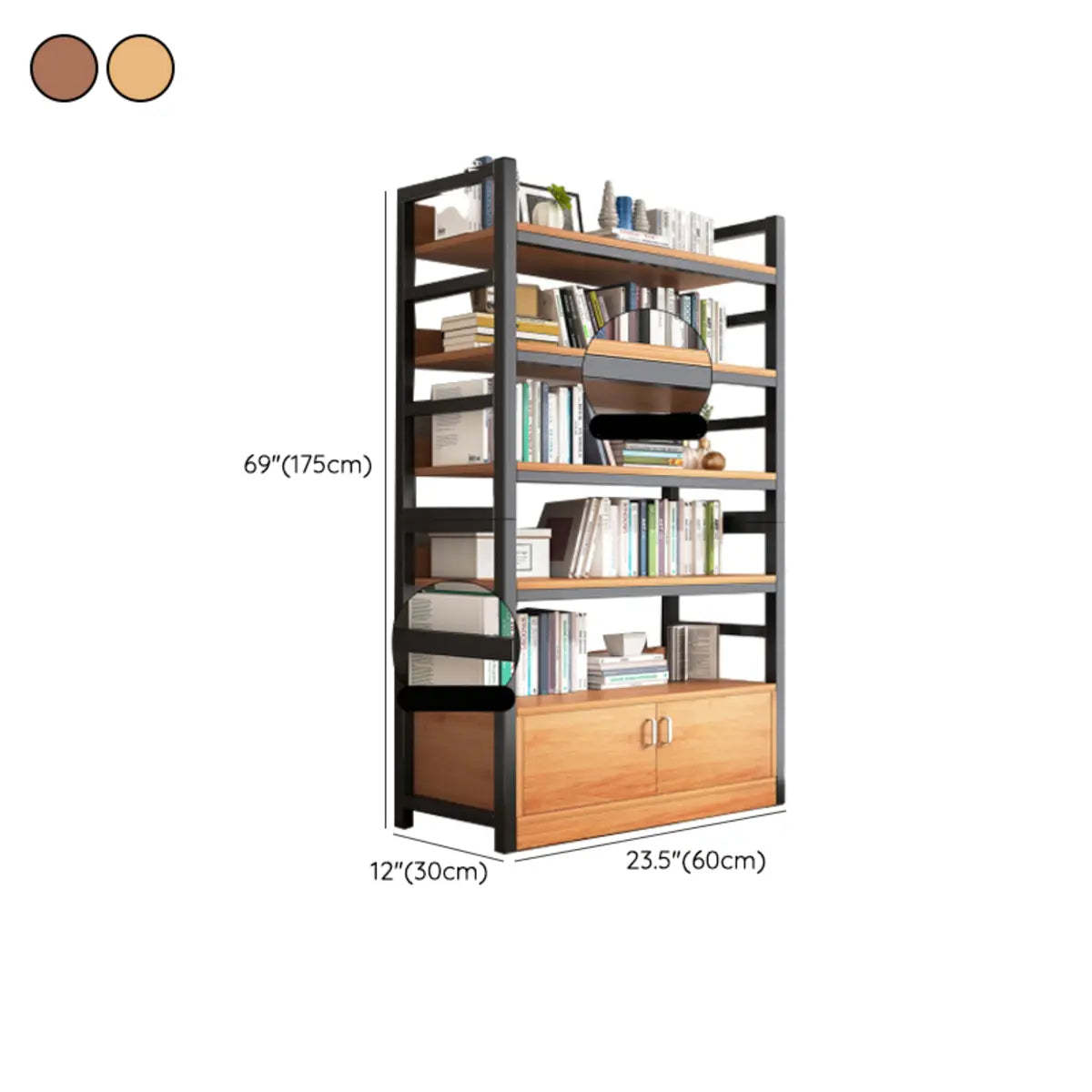 Classic Multi-Shelf Vertical Alloy Display Bookcase