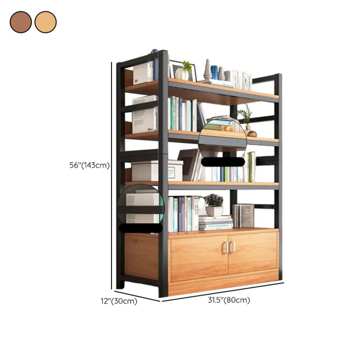 Classic Multi-Shelf Vertical Alloy Display Bookcase