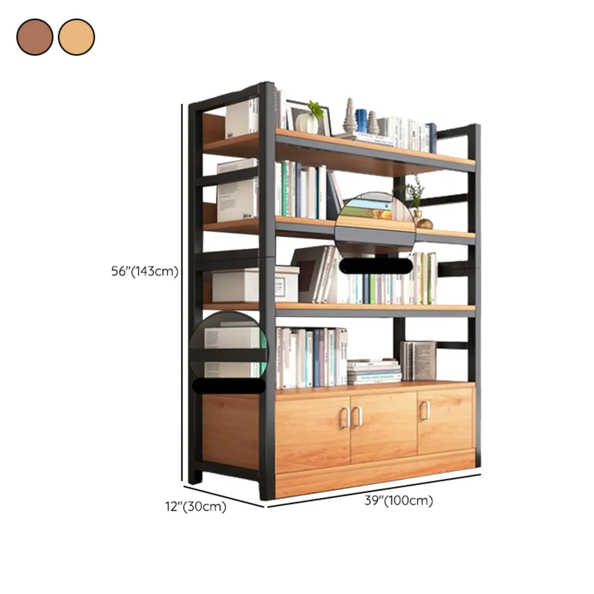 Classic Multi-Shelf Vertical Alloy Display Bookcase