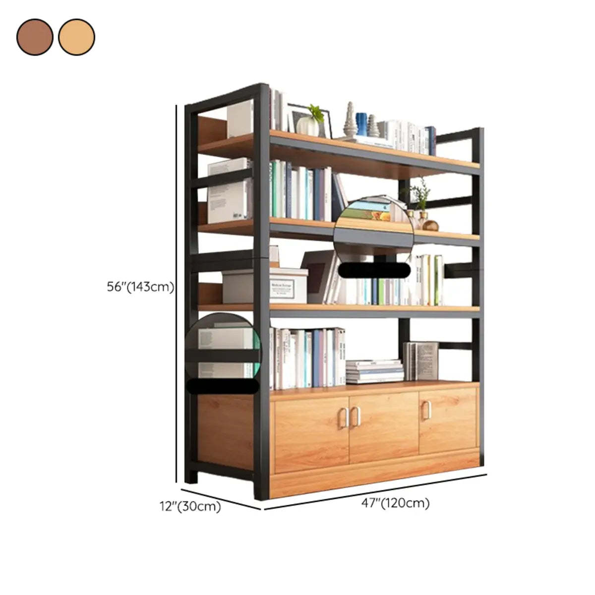 Classic Multi-Shelf Vertical Alloy Display Bookcase
