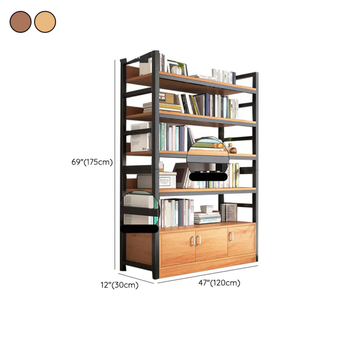 Classic Multi-Shelf Vertical Alloy Display Bookcase