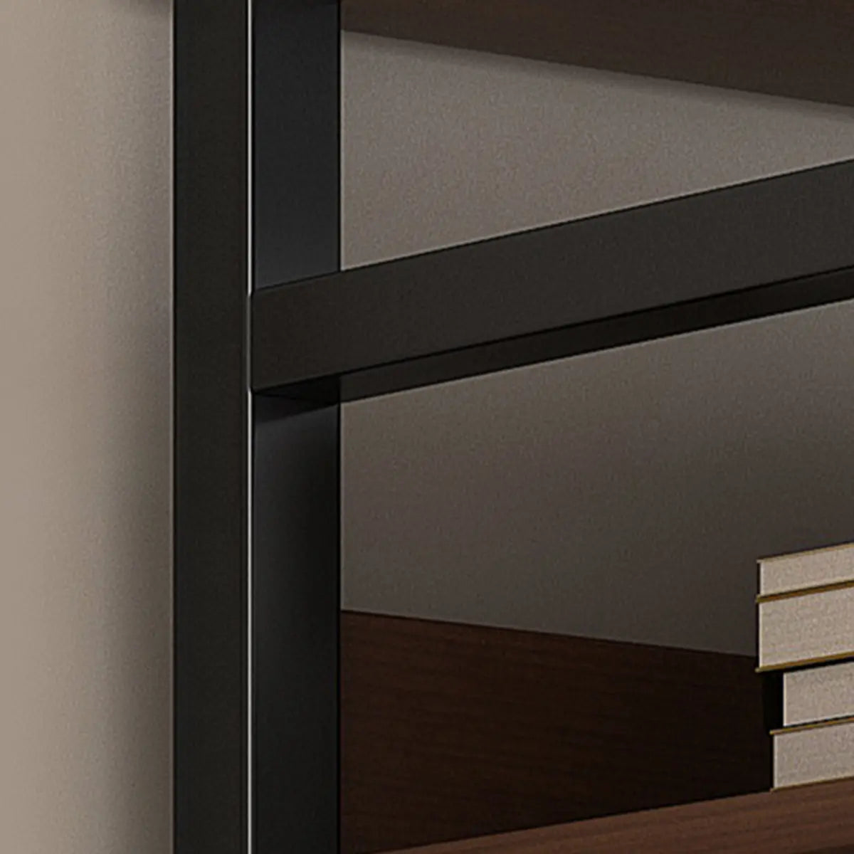 Classic Multi-Shelf Vertical Alloy Display Bookcase — Brown