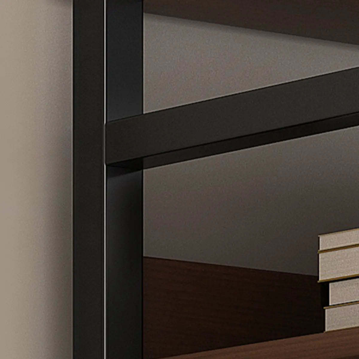 Classic Multi-Shelf Vertical Alloy Display Bookcase — Brown