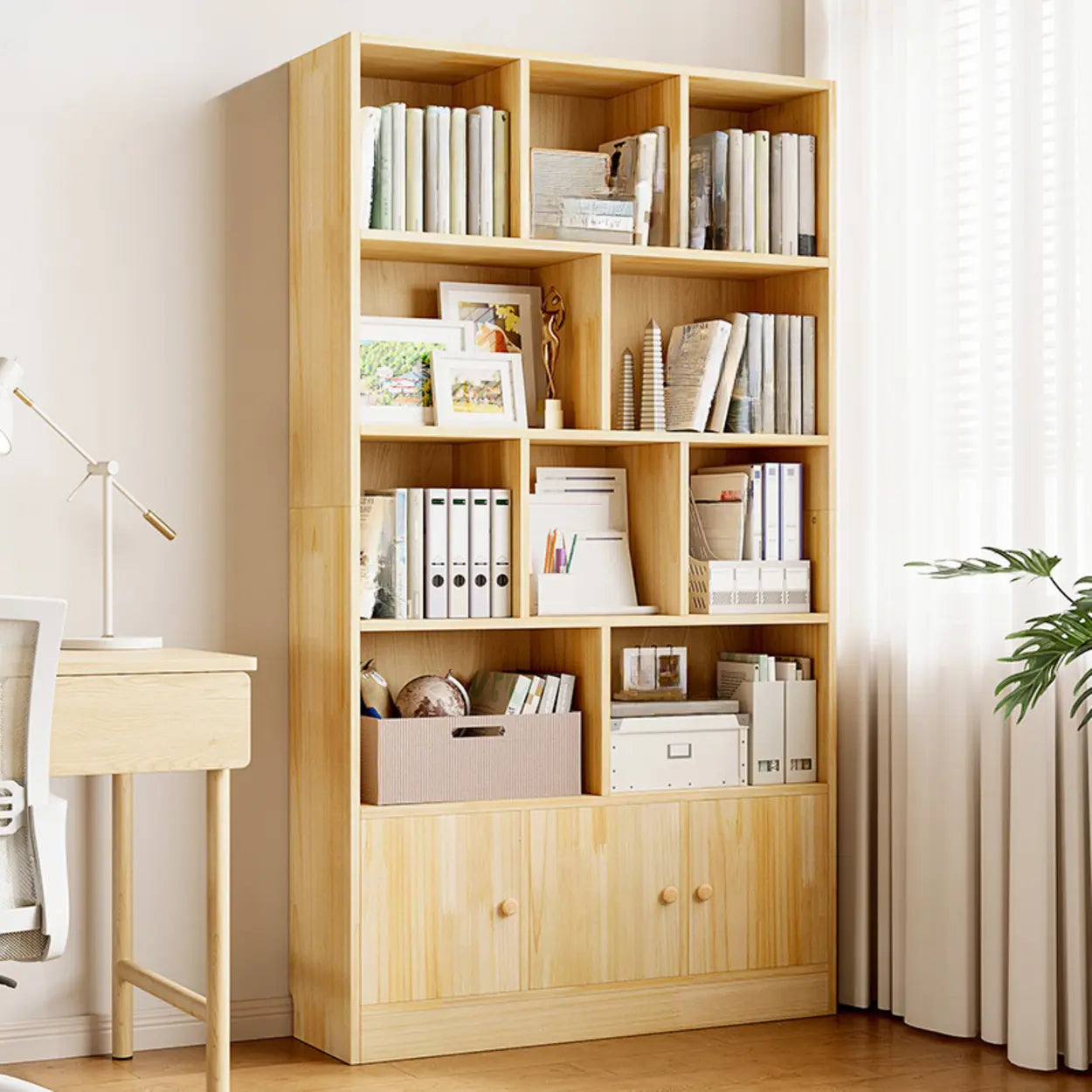 Classic Natural Wood Closed Bookcase — Cabinet Not Included