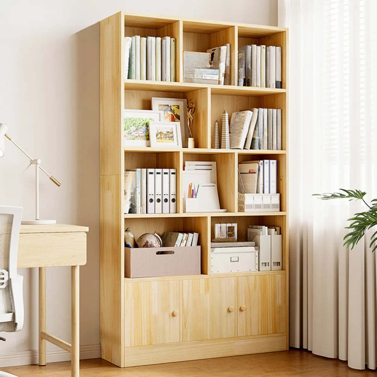 Classic Natural Wood Closed Bookcase — Cabinet Not Included