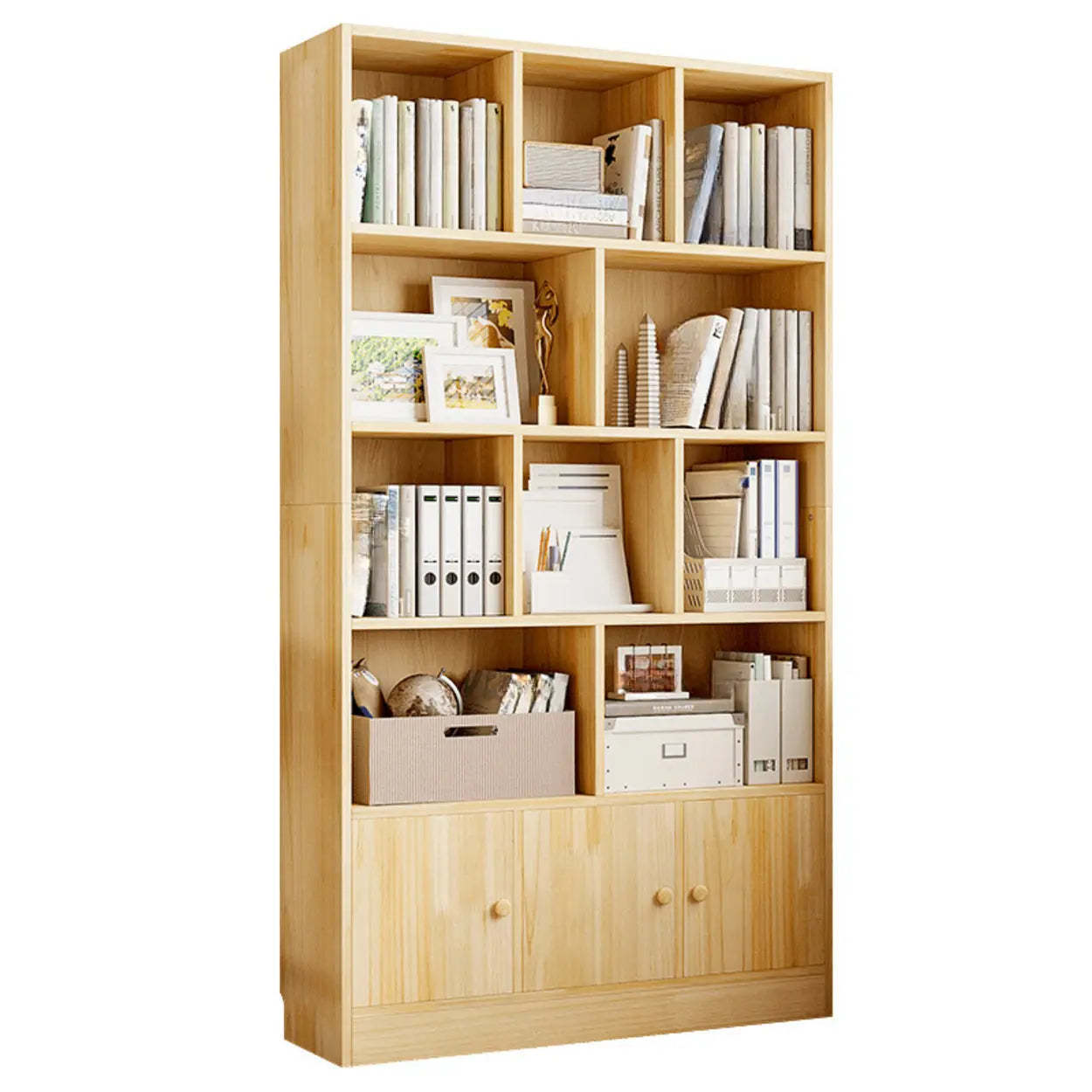 Classic Natural Wood Closed Bookcase