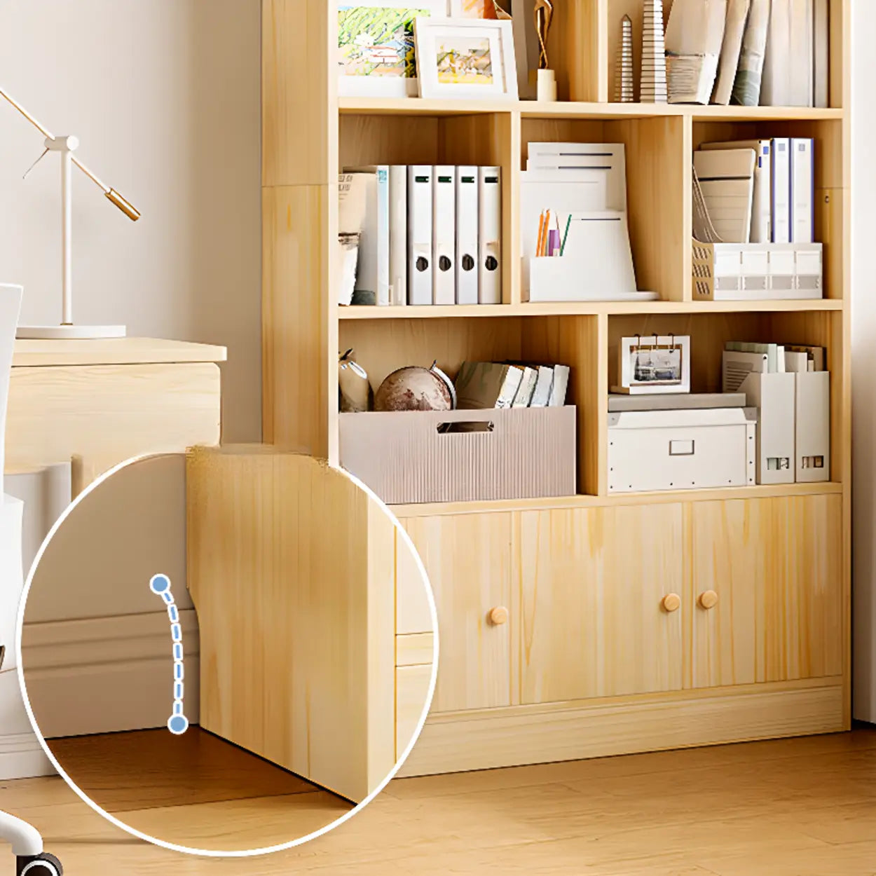 Classic Natural Wood Closed Bookcase