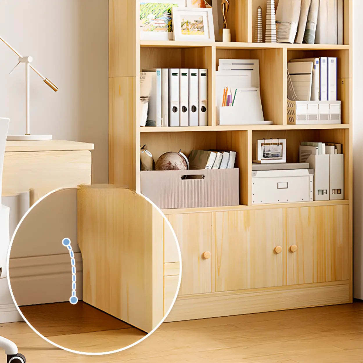 Classic Natural Wood Closed Bookcase