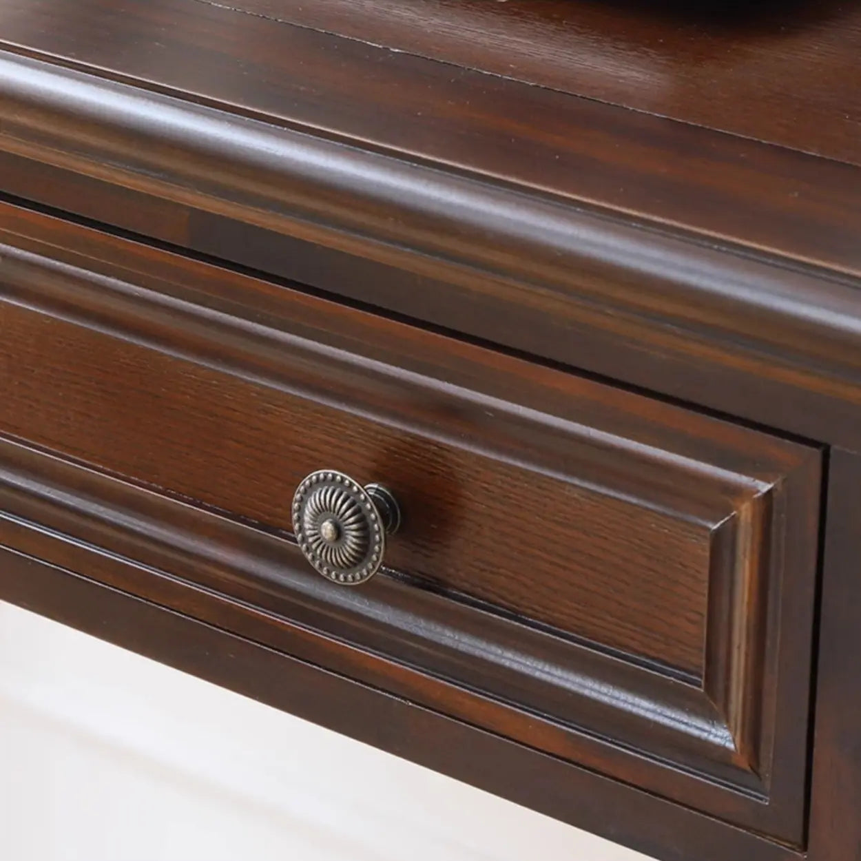 Classic Nut-Brown Wood Drawer Computer Desk