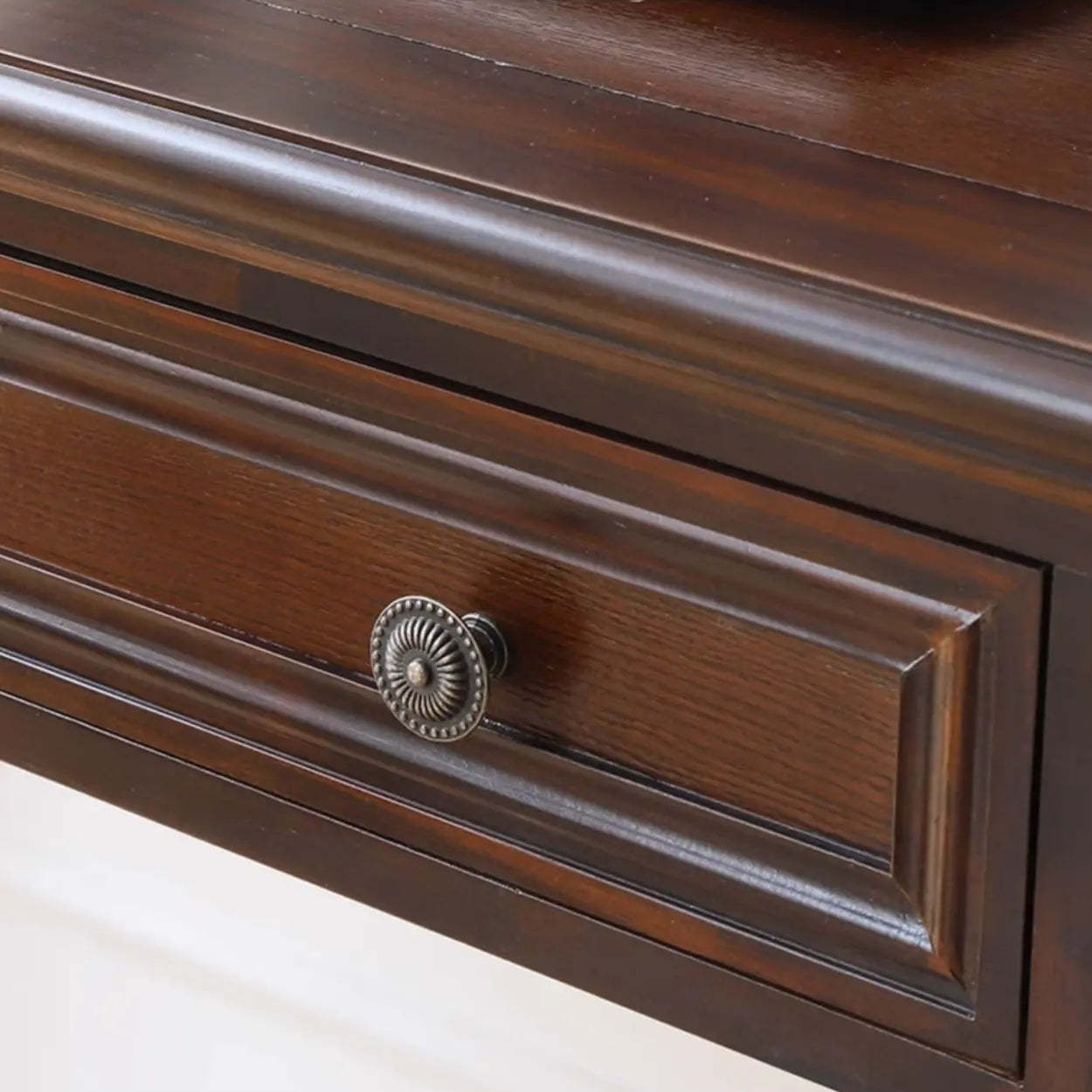 Classic Nut-Brown Wood Drawer Computer Desk