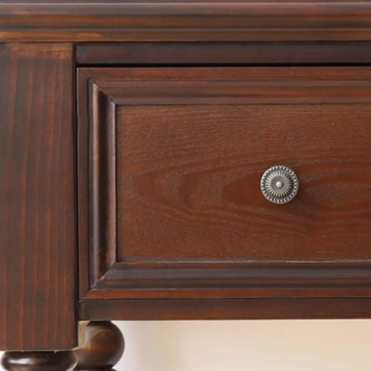 Classic Nut-Brown Wood Drawer Computer Desk