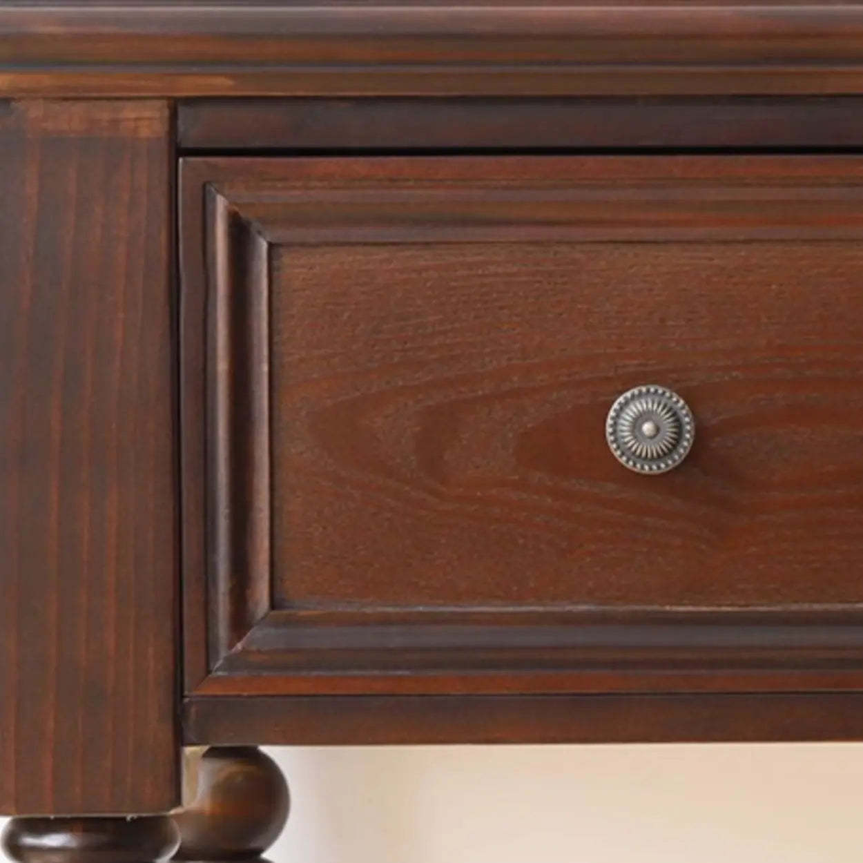 Classic Nut-Brown Wood Drawer Computer Desk