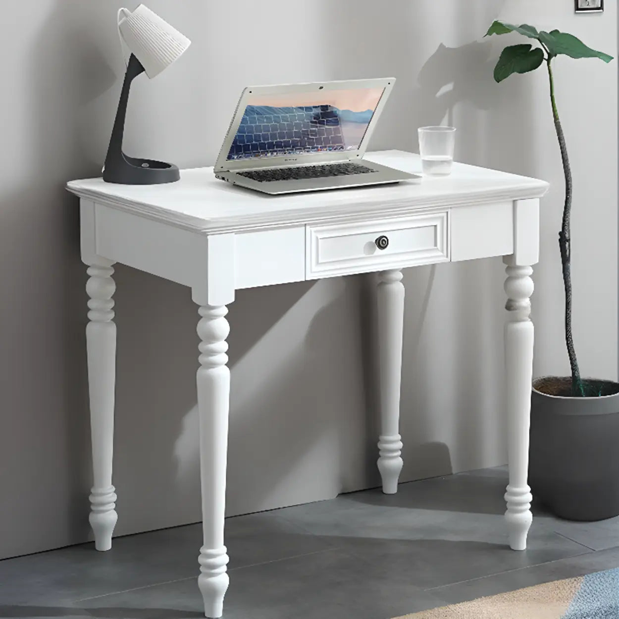 Classic Nut-Brown Wood Drawer Computer Desk