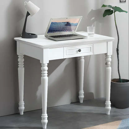 Classic Nut-Brown Wood Drawer Computer Desk