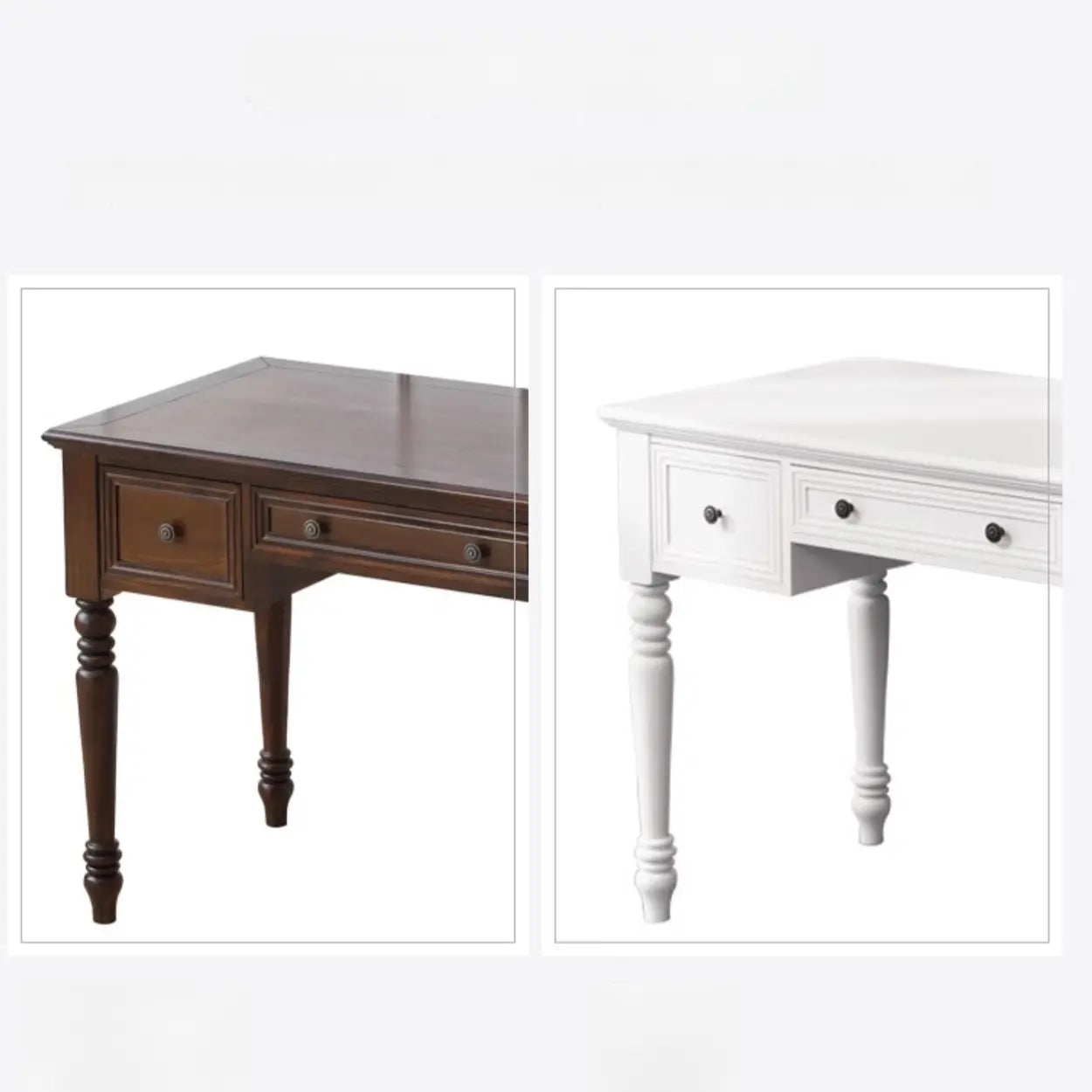 Classic Nut-Brown Wood Drawer Computer Desk