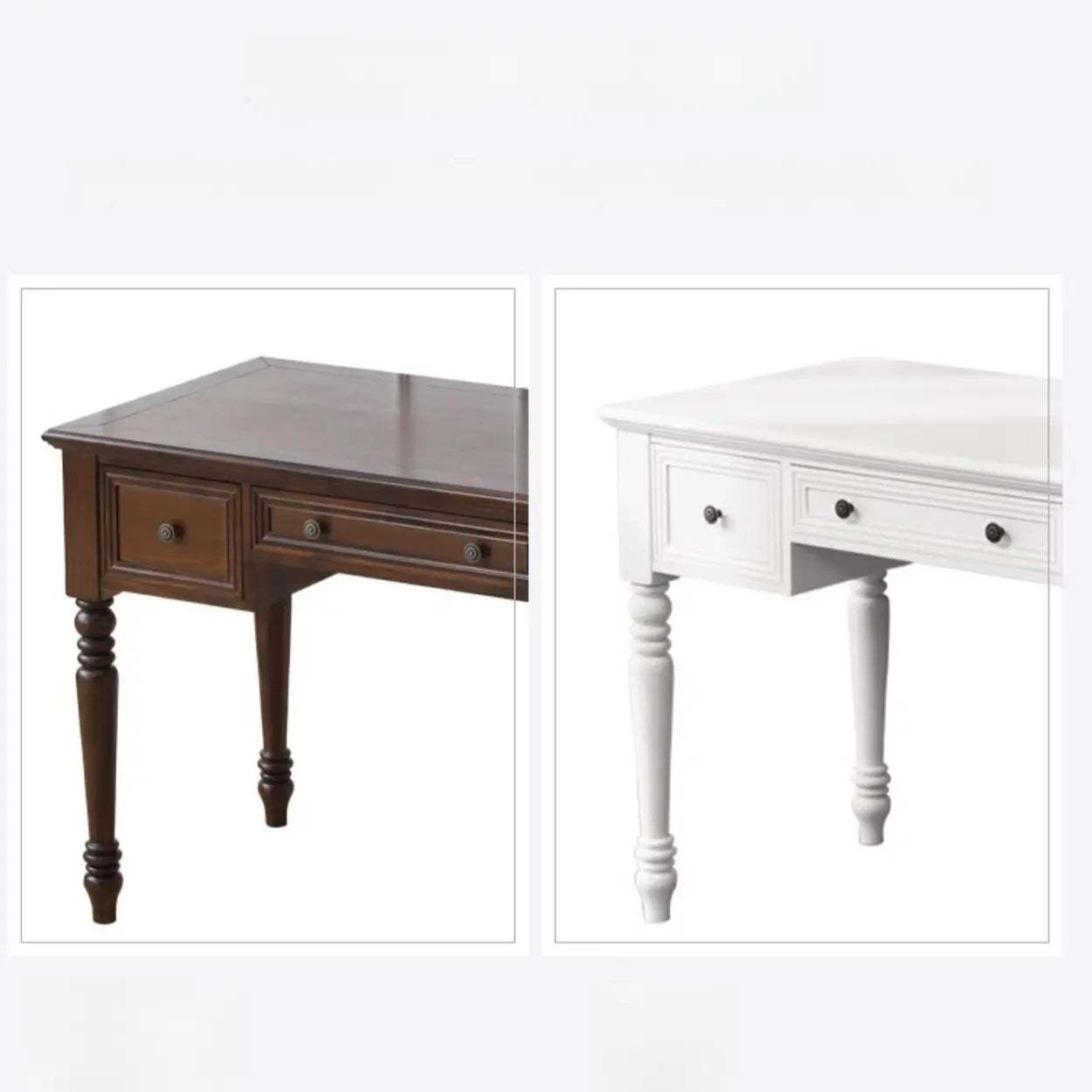 Classic Nut-Brown Wood Drawer Computer Desk