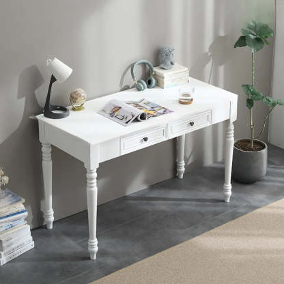 Classic Nut-Brown Wood Drawer Computer Desk