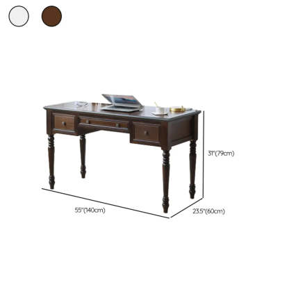 Classic Nut-Brown Wood Drawer Computer Desk