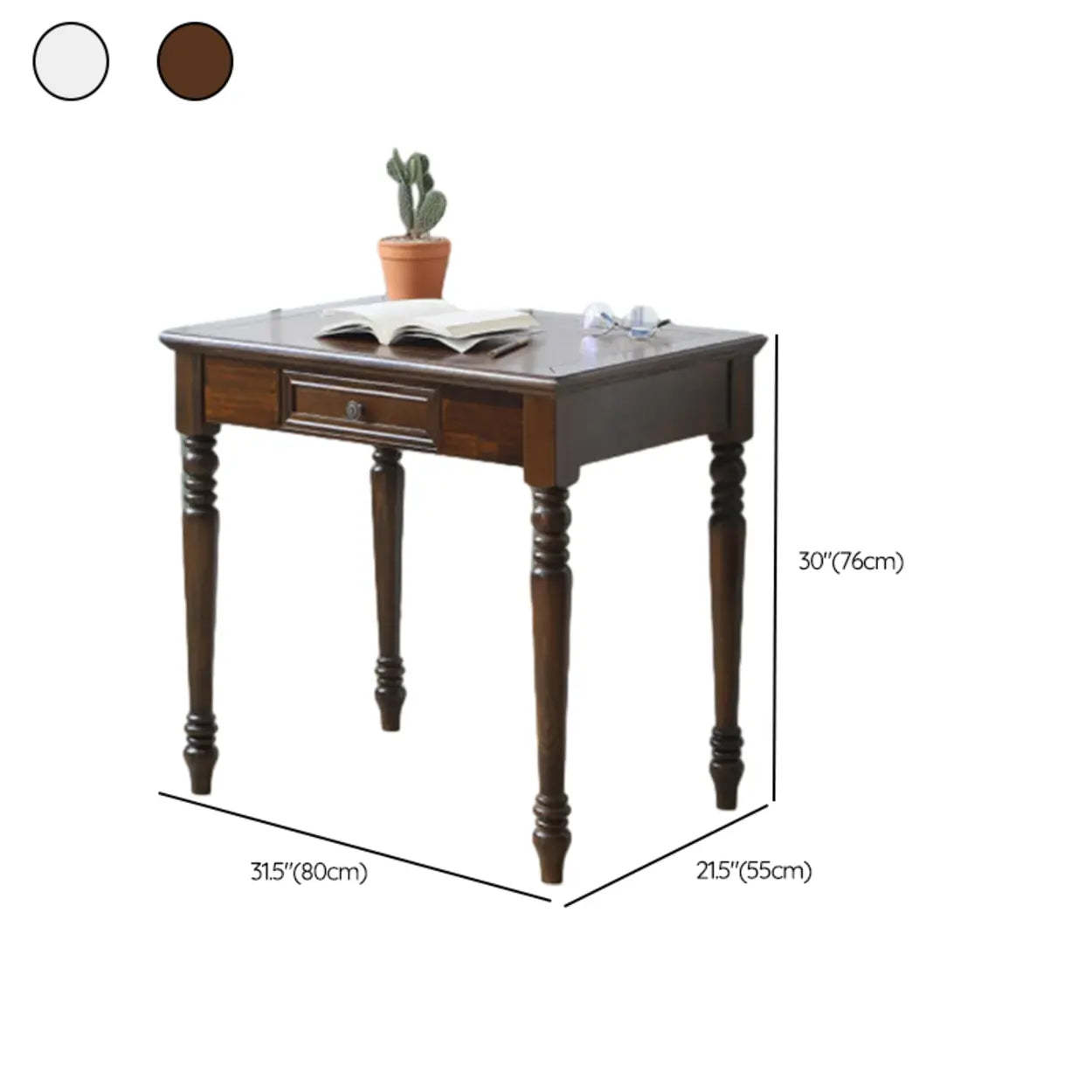 Classic Nut-Brown Wood Drawer Computer Desk