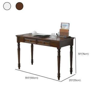Classic Nut-Brown Wood Drawer Computer Desk