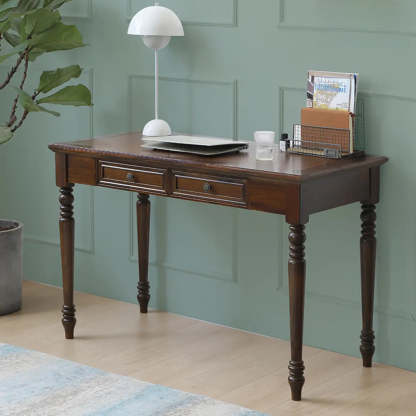 Classic Nut-Brown Wood Drawer Computer Desk — Nut-Brown / Table Only