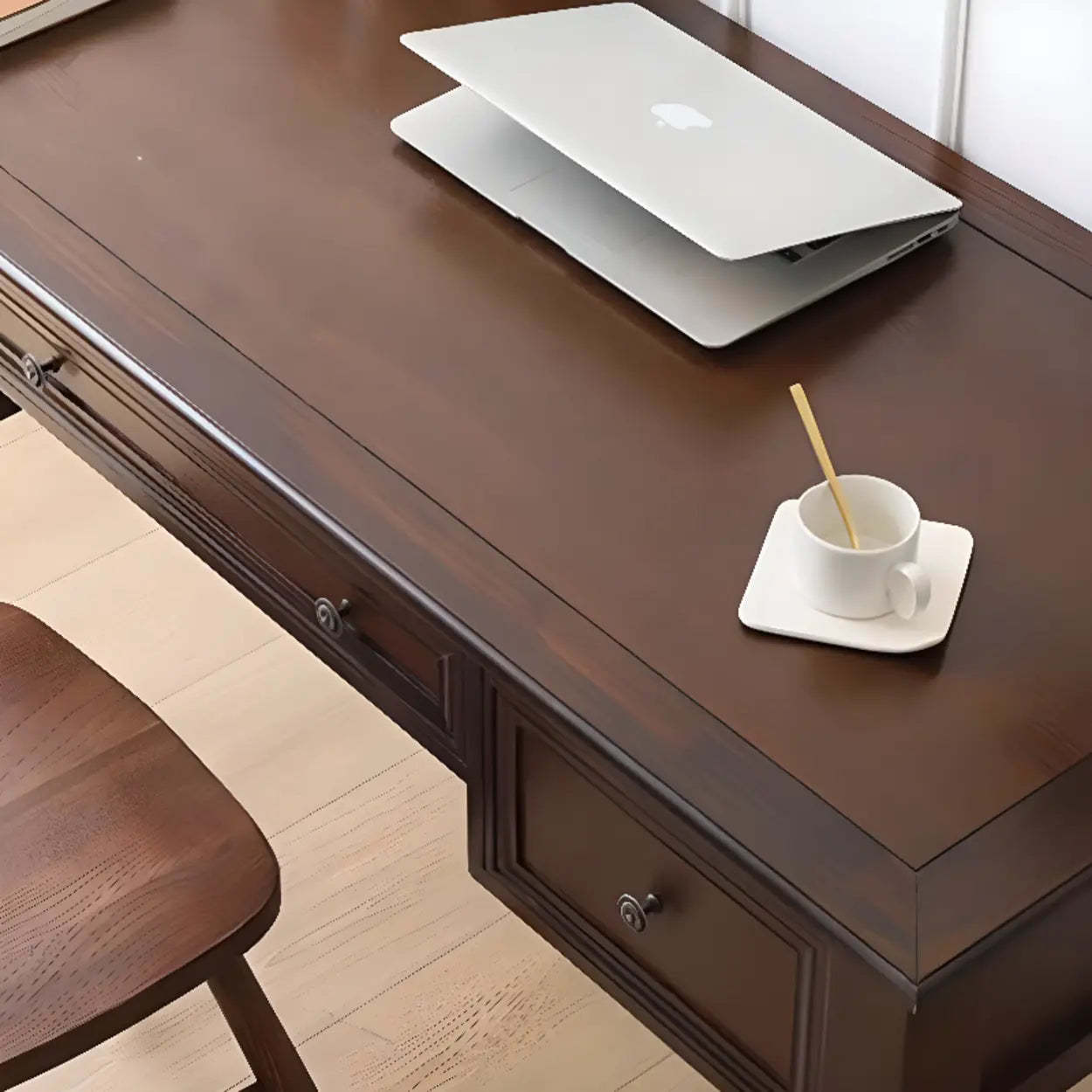 Classic Nut-Brown Wood Drawer Computer Desk — Nut-Brown / Table Only