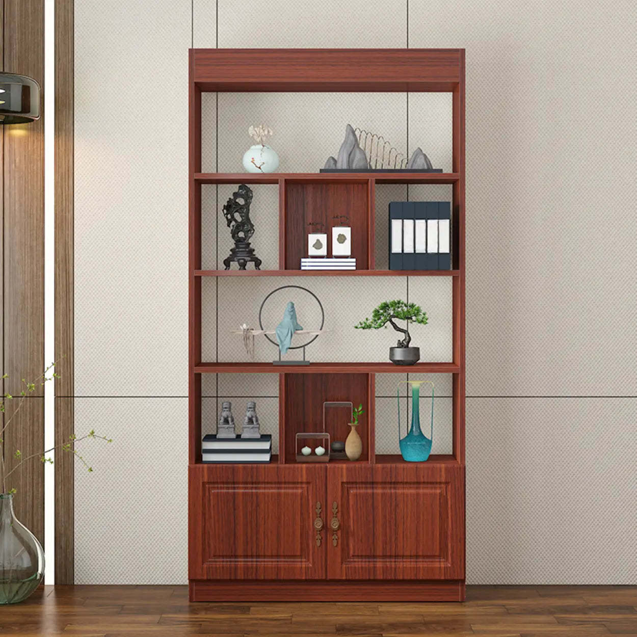 Classic Open Rectangular Wood Display Cabinet — White