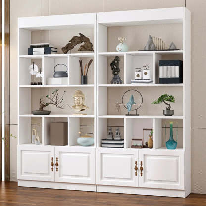 Classic Open Rectangular Wood Display Cabinet — Light Walnut