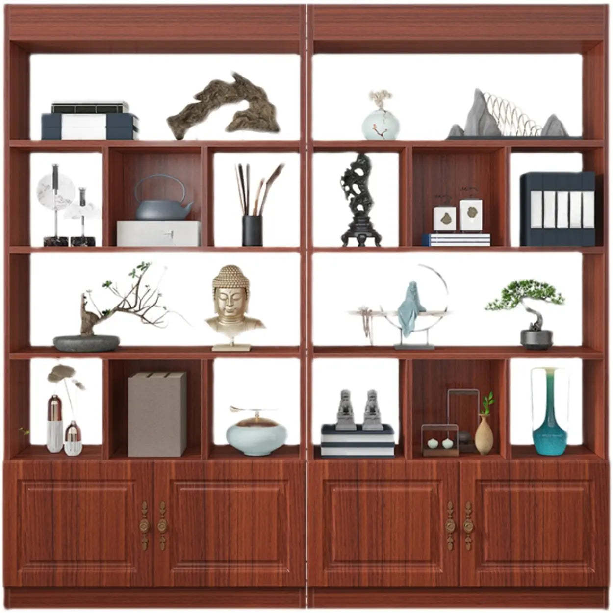 Classic Open Rectangular Wood Display Cabinet — White