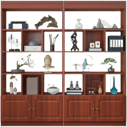 Classic Open Rectangular Wood Display Cabinet — White