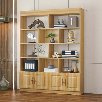 Classic Open Rectangular Wood Display Cabinet — Teak
