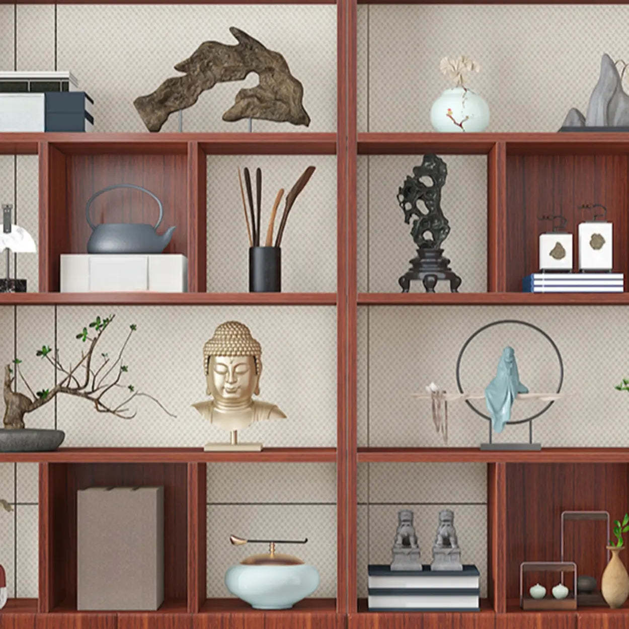 Classic Open Rectangular Wood Display Cabinet