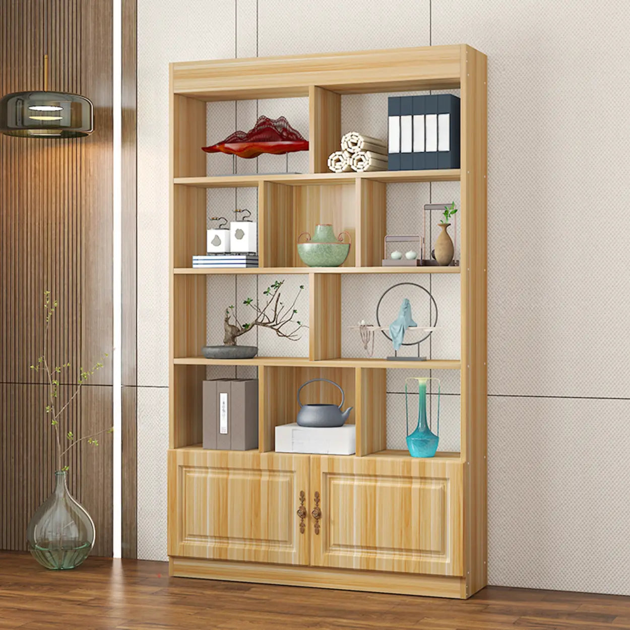 Classic Open Rectangular Wood Display Cabinet