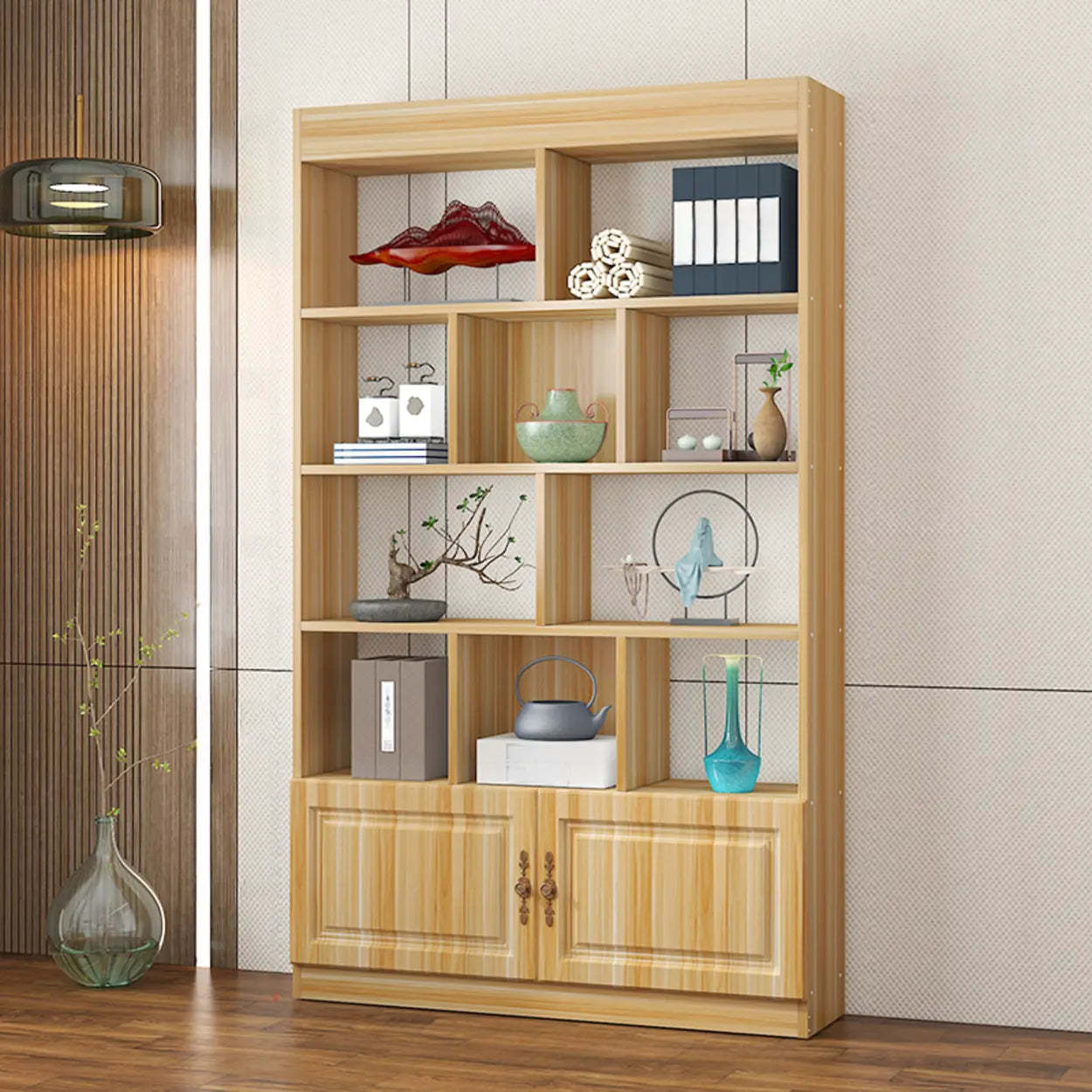 Classic Open Rectangular Wood Display Cabinet
