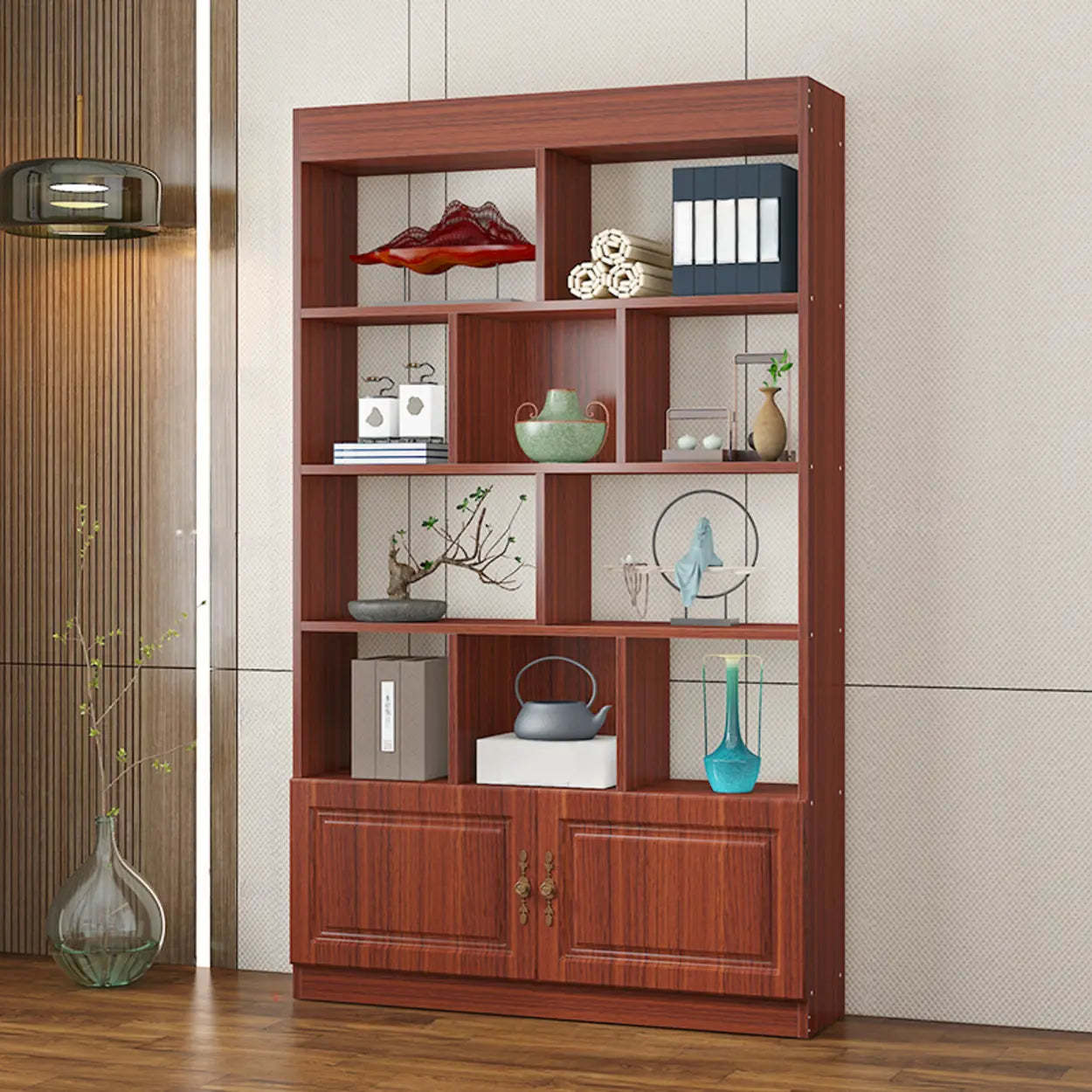 Classic Open Rectangular Wood Display Cabinet — White