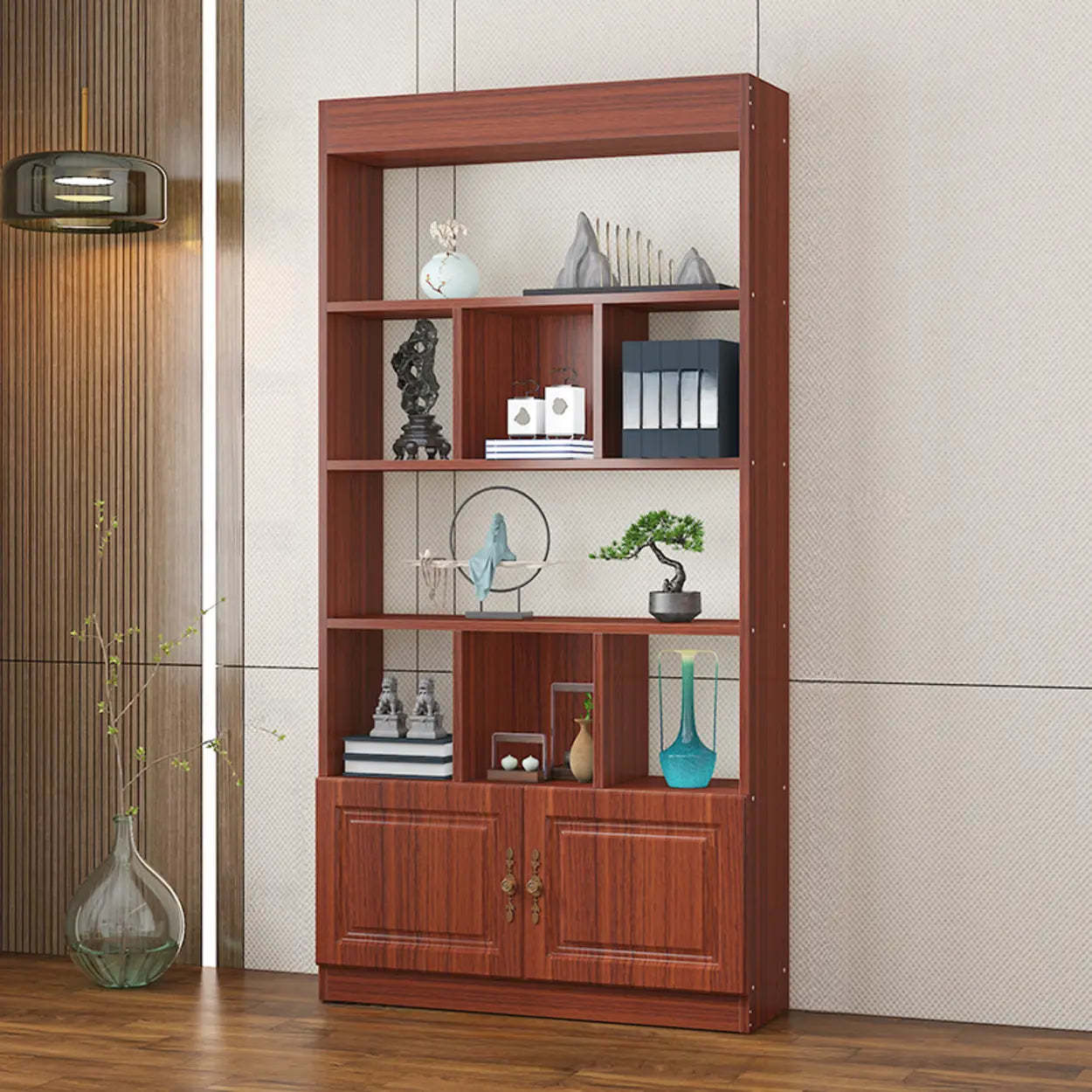 Classic Open Rectangular Wood Display Cabinet — White