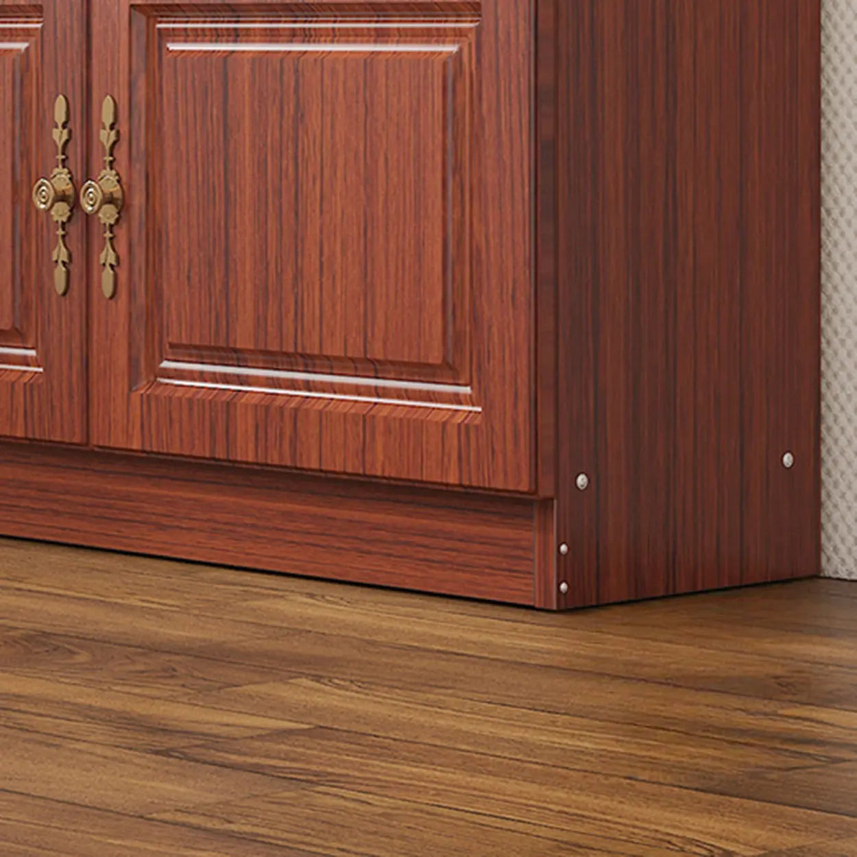Classic Open Rectangular Wood Display Cabinet — Light Walnut