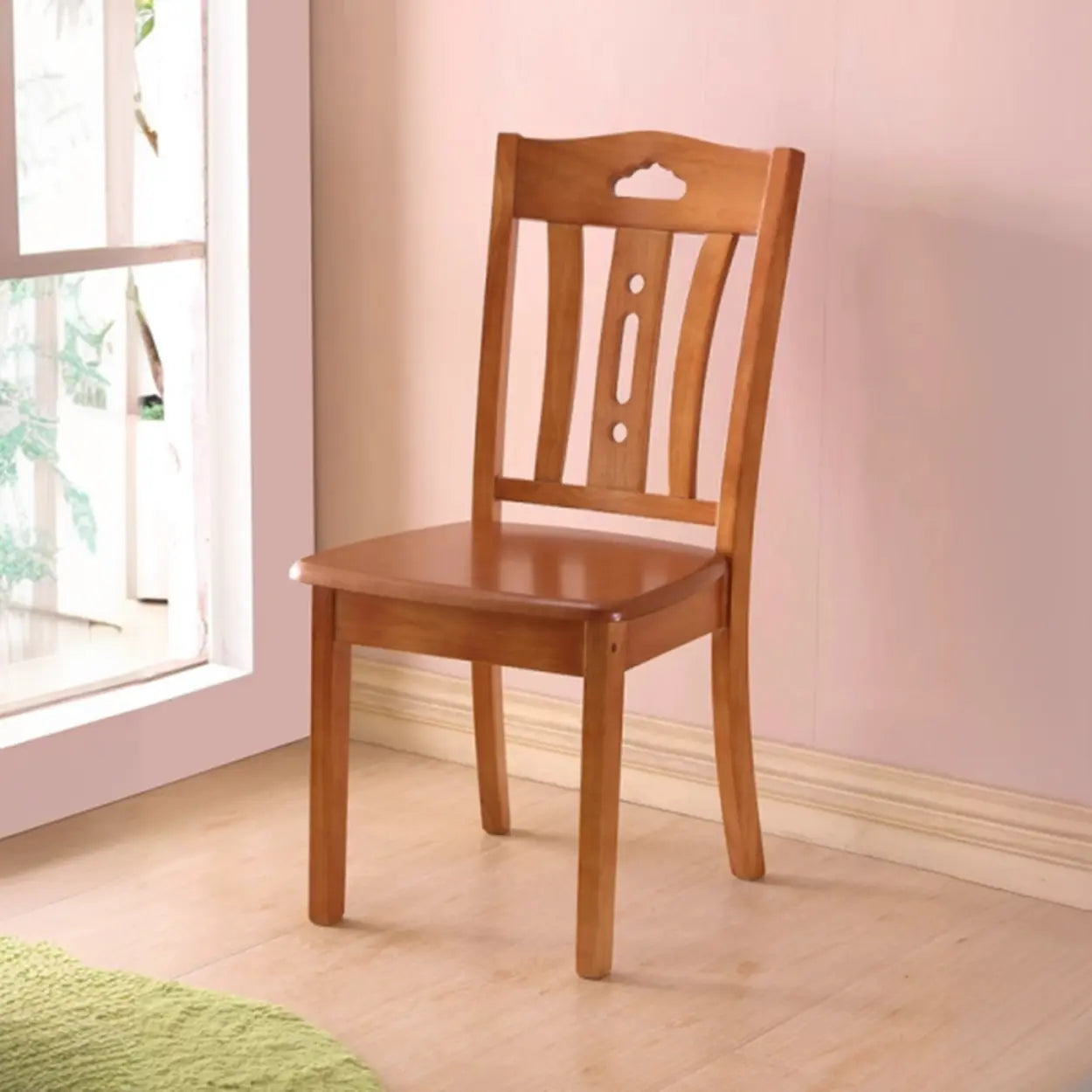 Classic Open Slat Back Wood Dining Chair