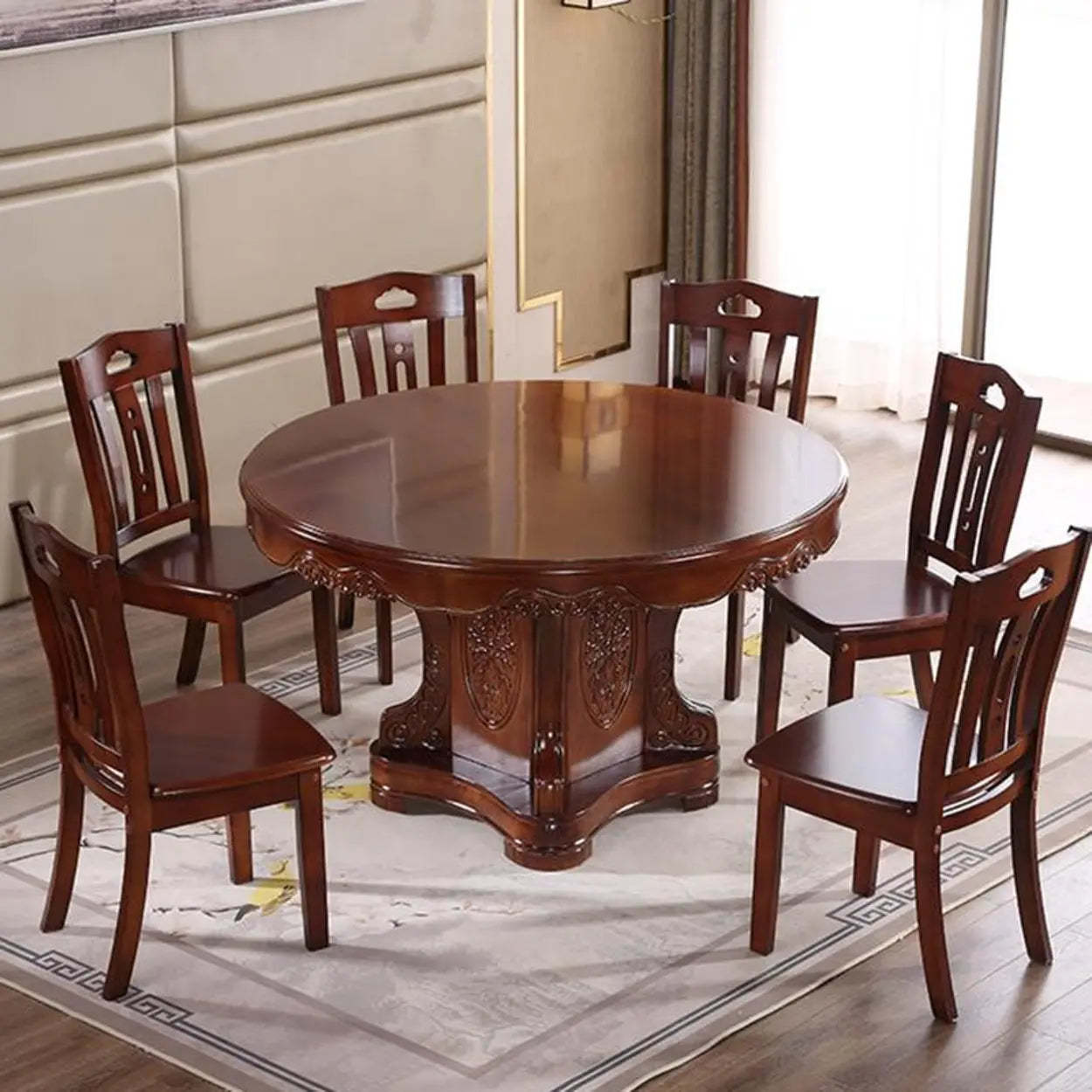 Classic Open Slat Back Wood Dining Chair — Walnut