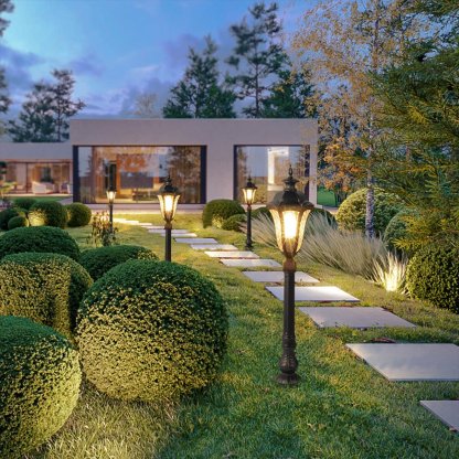 Retro-Inspired Waterproof Outdoor Lamp Post for Traditional Villa Gardens-Lighom