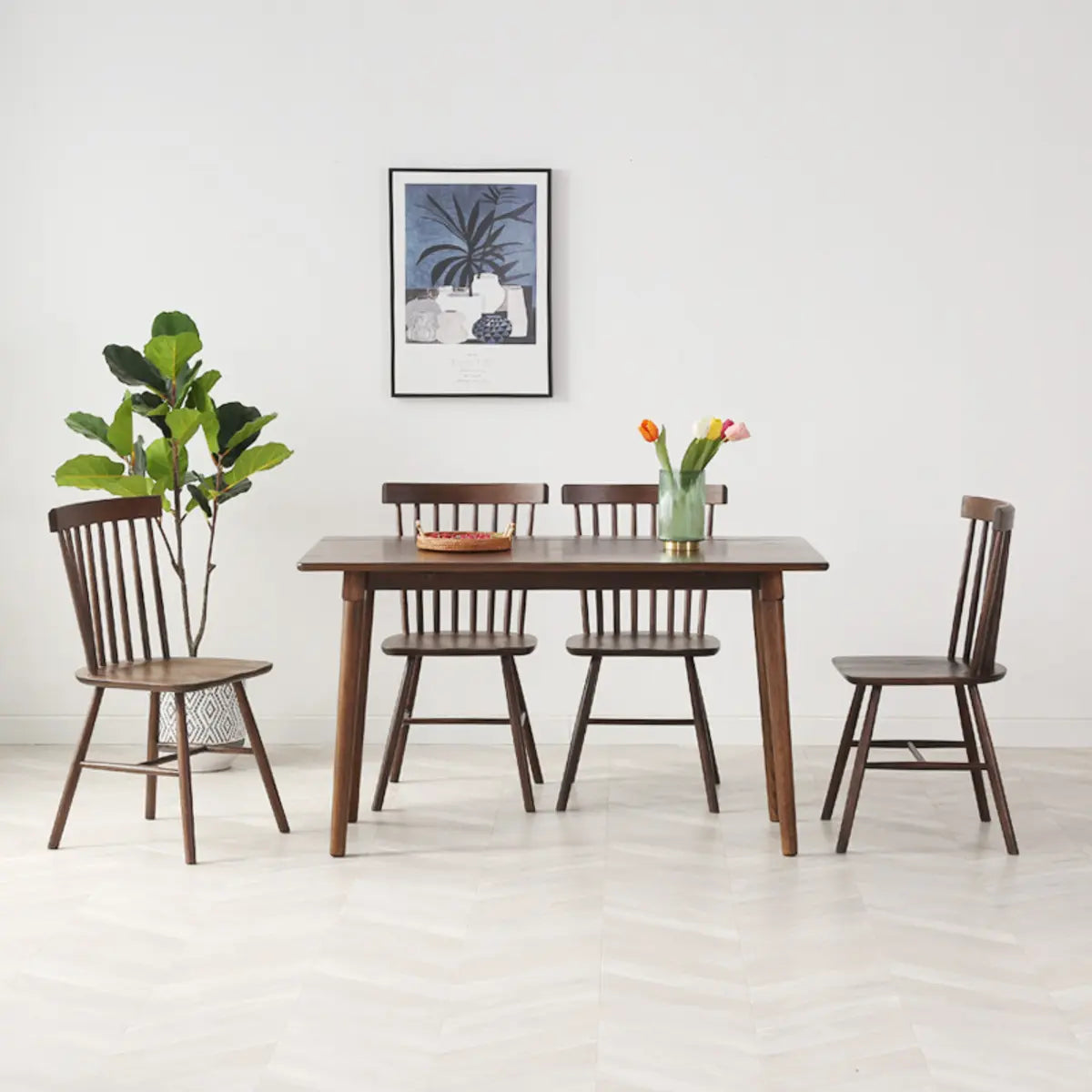 Classic Rectangular Brown Timber Extendable Dining Table — Without Chairs