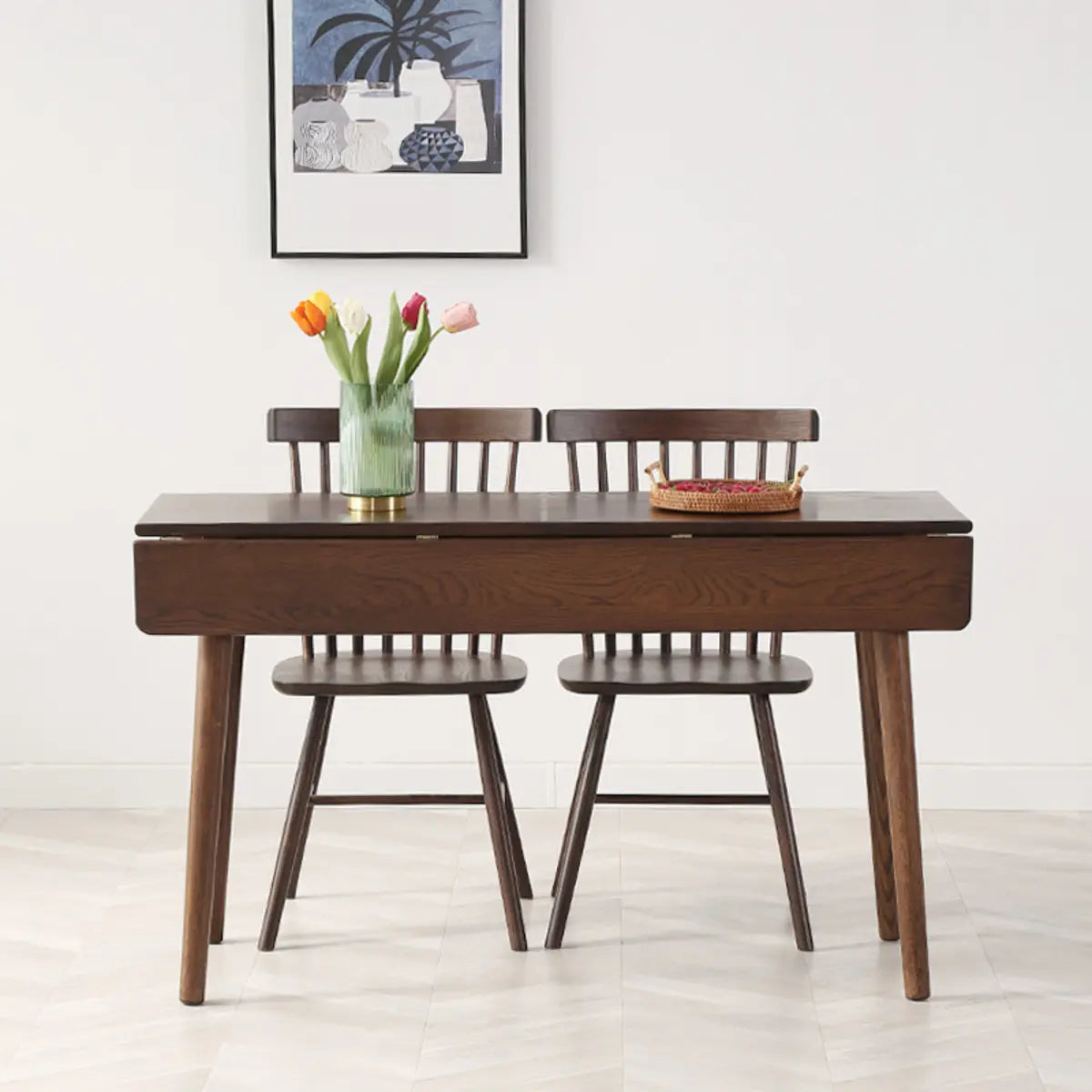 Classic Rectangular Brown Timber Extendable Dining Table