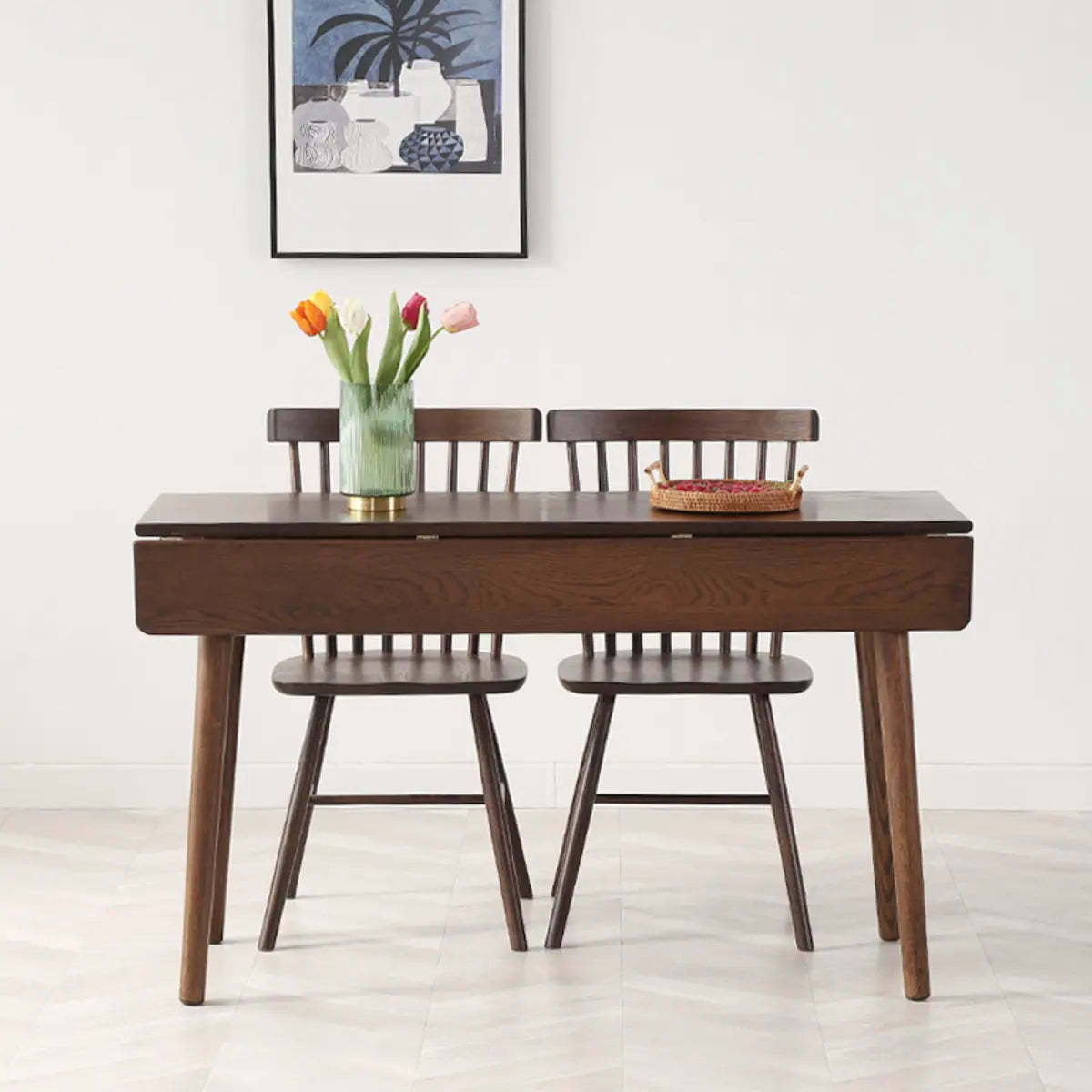 Classic Rectangular Brown Timber Extendable Dining Table