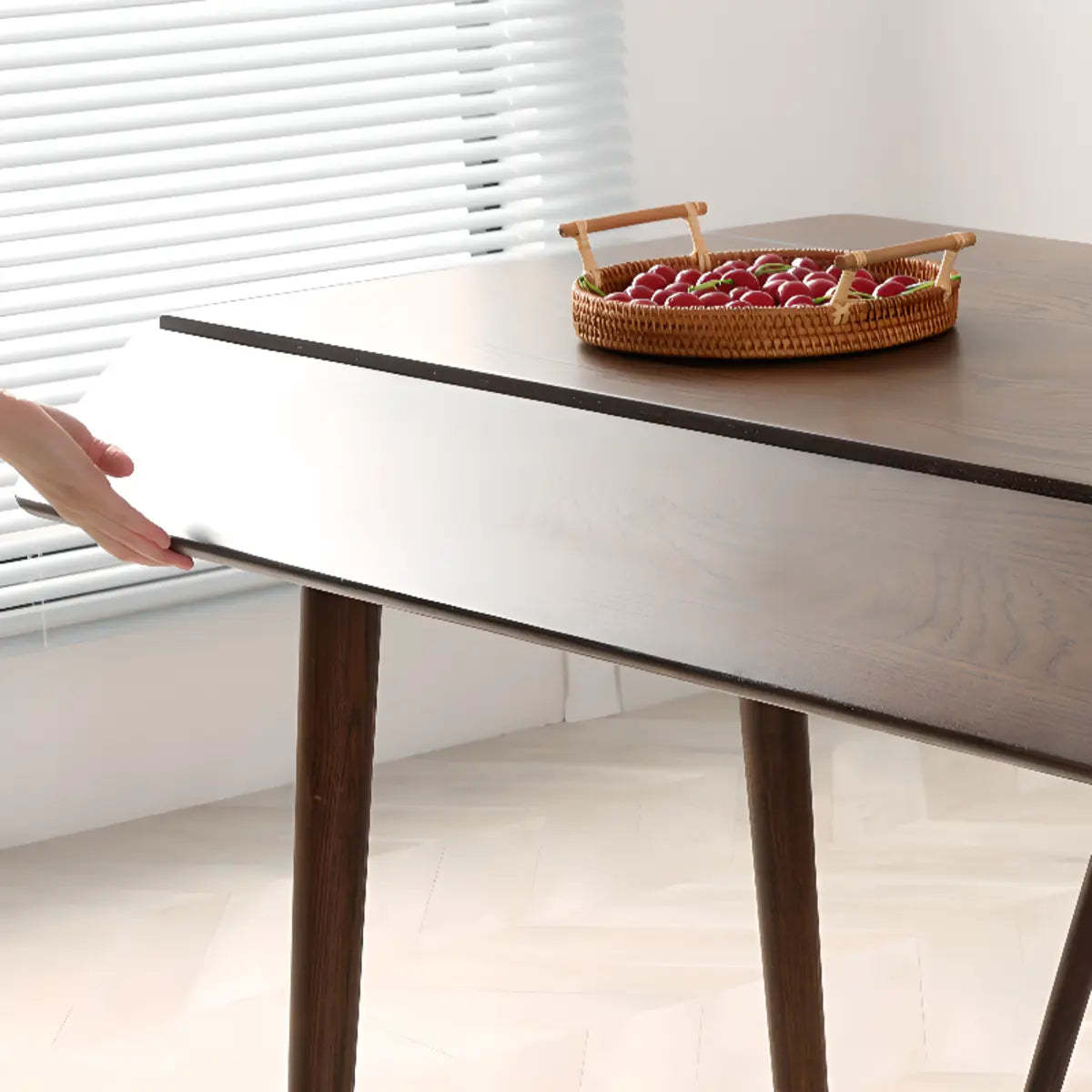 Classic Rectangular Brown Timber Extendable Dining Table