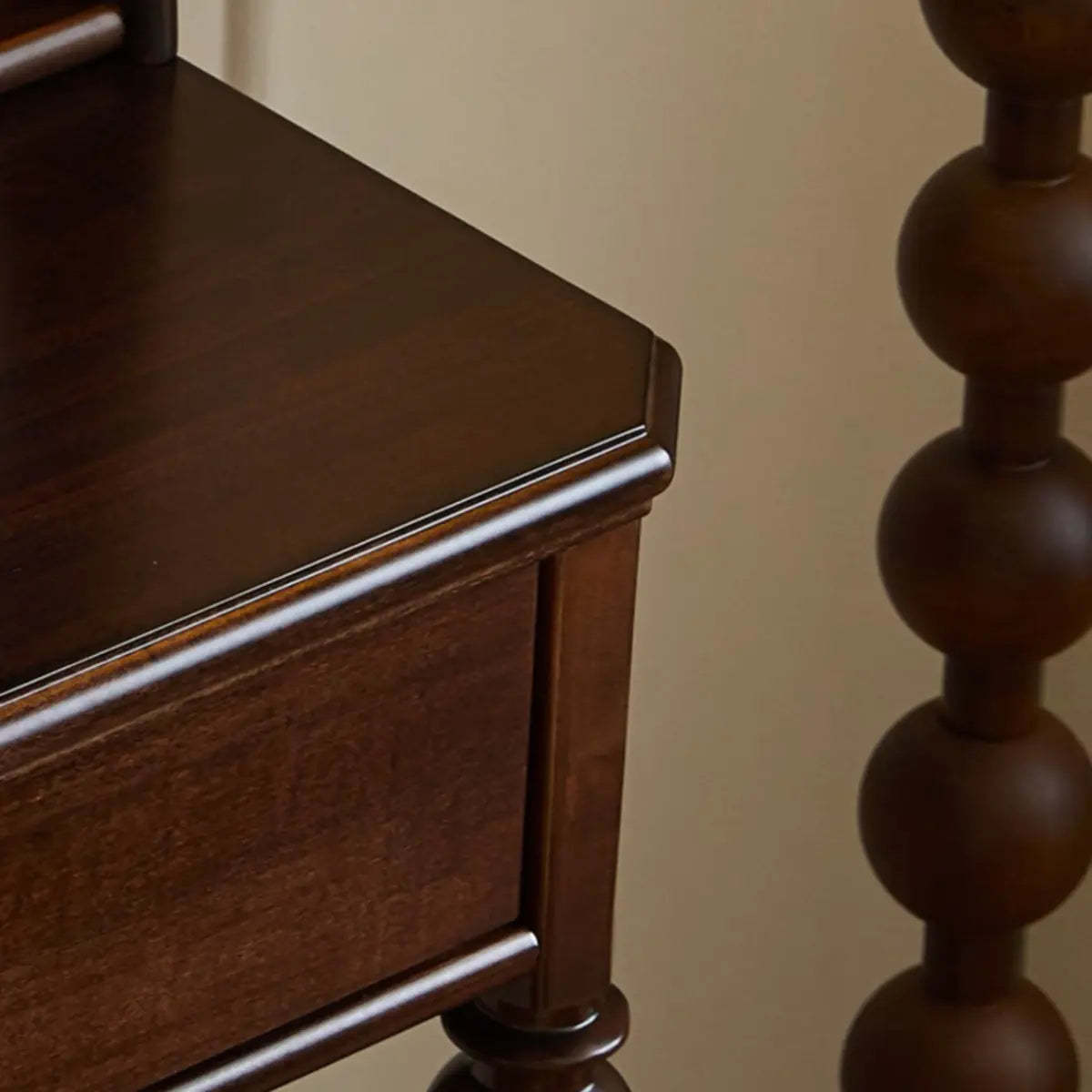Classic Rectangular Wood Brown Mirror Makeup Vanity