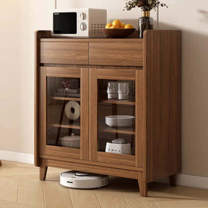 Classic Rectangular Brown Wood Short China Cabinet