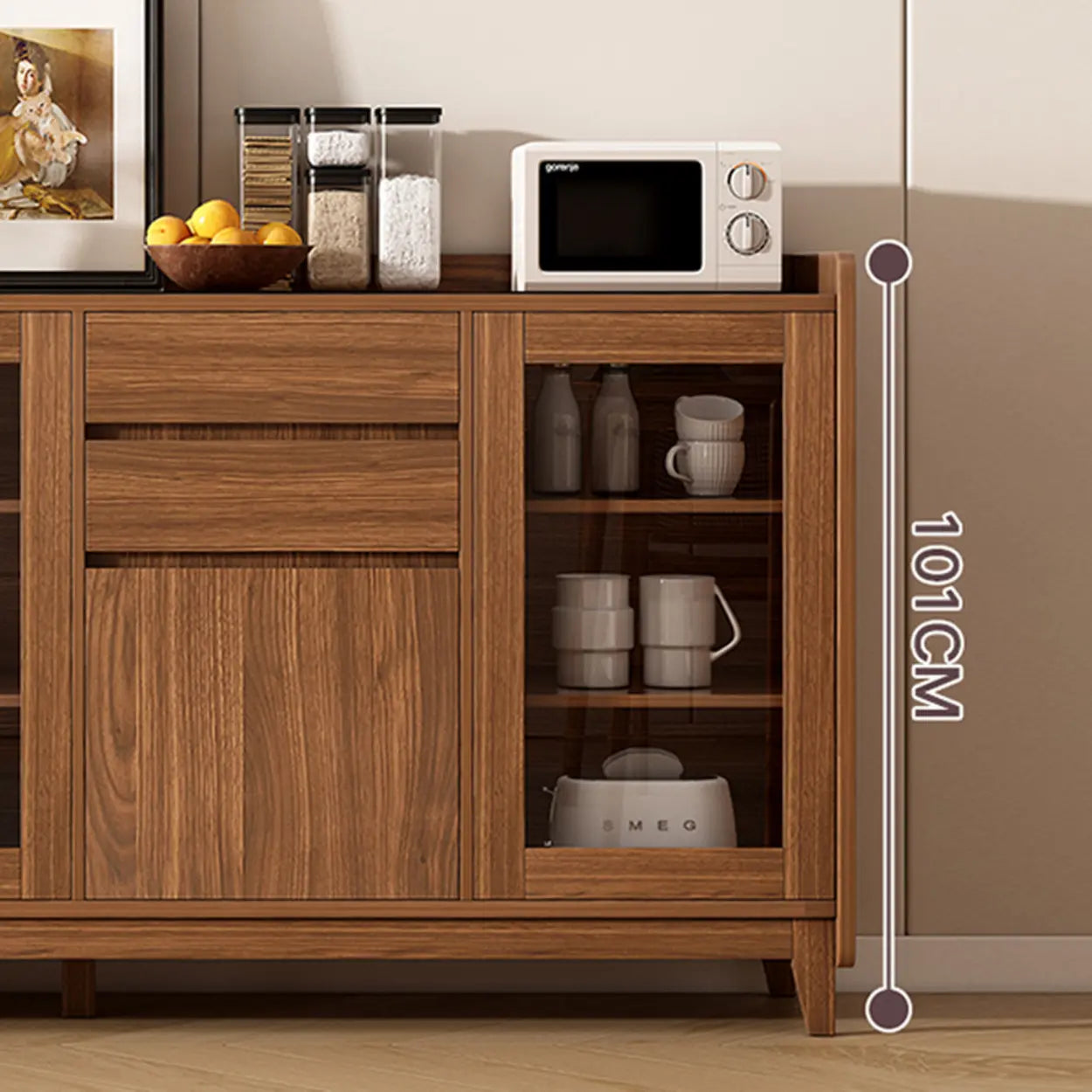 Classic Rectangular Brown Wood Short China Cabinet