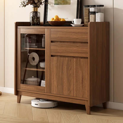 Classic Rectangular Brown Wood Short China Cabinet